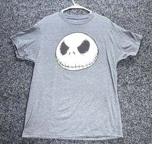 Disney The Nightmare Before Christmas Jack Skellington Face Gray Adult T-Shirt L